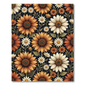 Golden Sunflower and Daisy Floral Field Rug