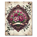 Vintage Floral Bouquet Baroque Medallion Rug
