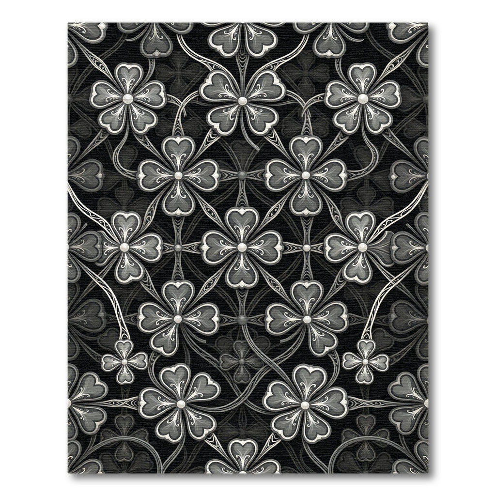 Monochromatic Clover Filigree Lattice Rug
