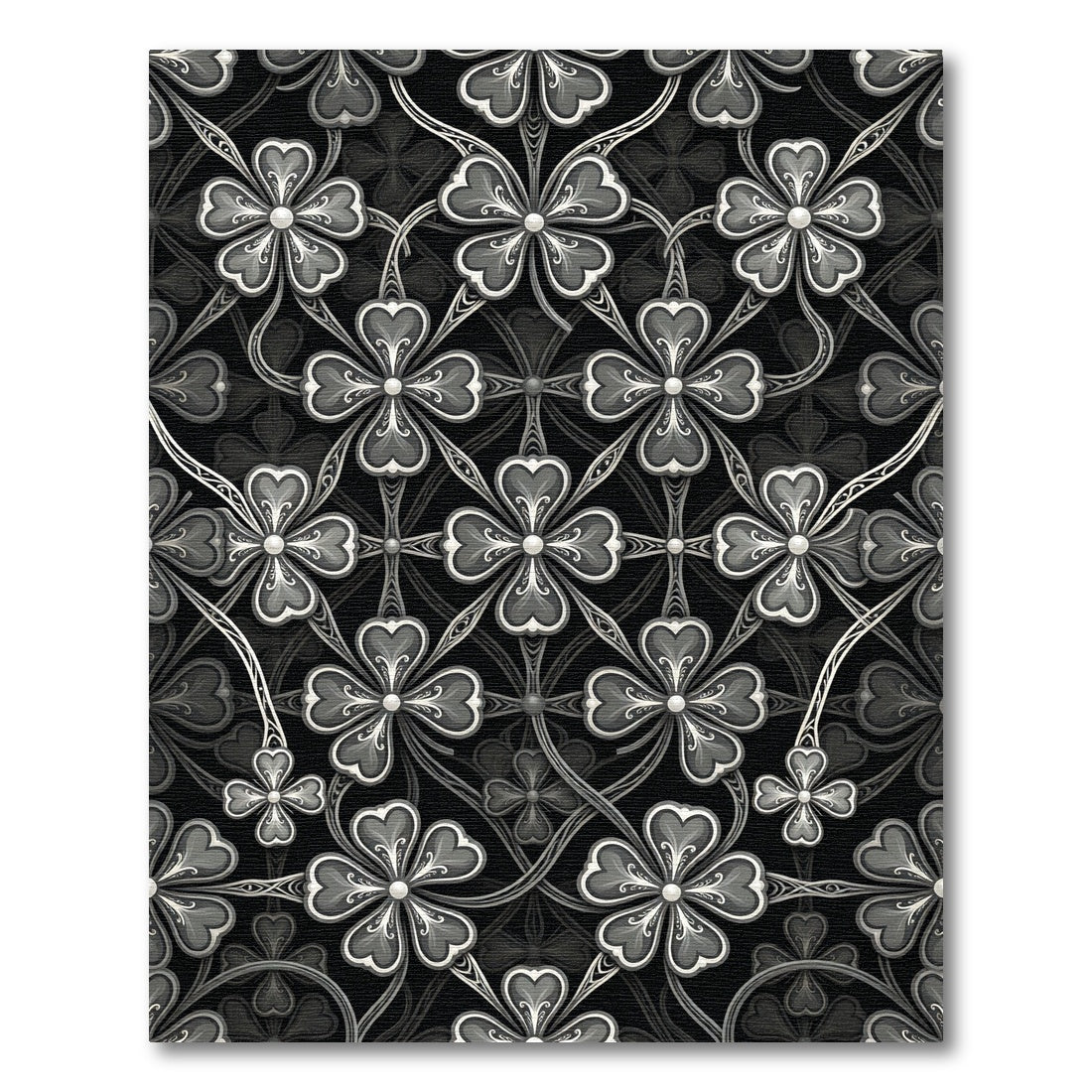 Monochromatic Clover Filigree Lattice Rug