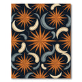 Celestial Orange Star and Moon Rug