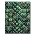 Emerald Green Ornate Floral Tile Rug