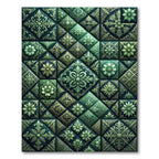 Emerald Green Ornate Floral Tile Rug