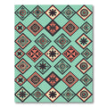 Teal Coral Tribal Diamond Repeating Rug