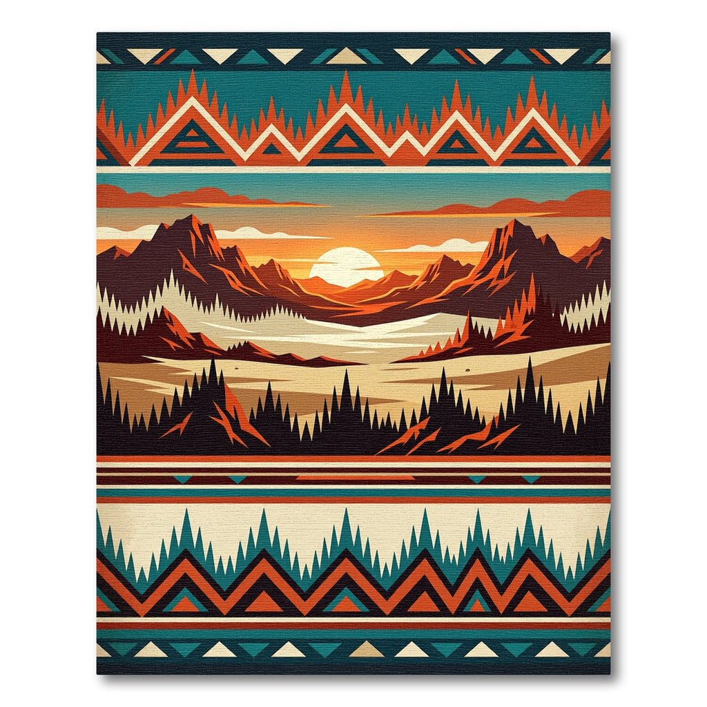 Sunset Mountain Peaks Geometric Southwest Rug