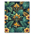 Lush Golden Tropical Botanical Foliage Rug