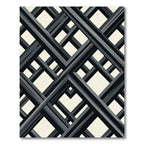 Monochrome Interlocking Geometric Grid Rug