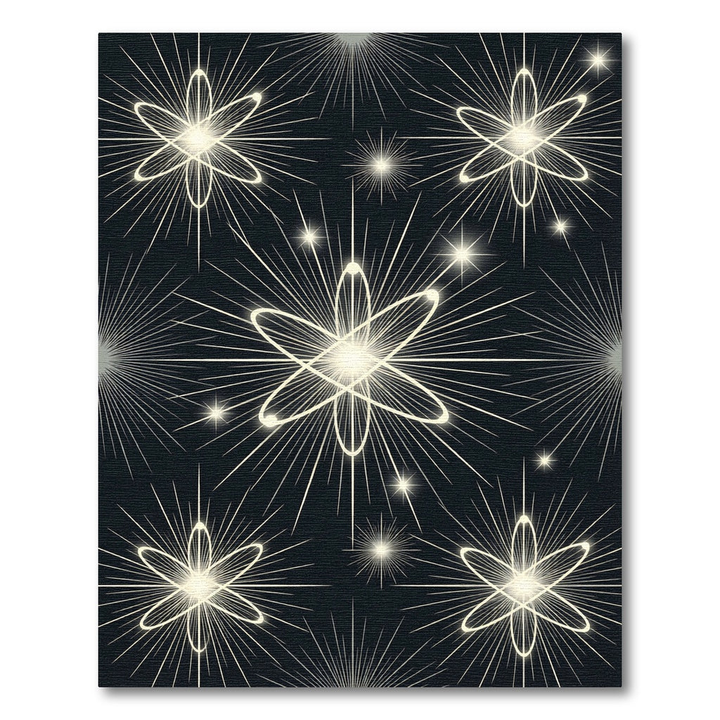 Shimmering Atomic Starburst Black Radiance Rug