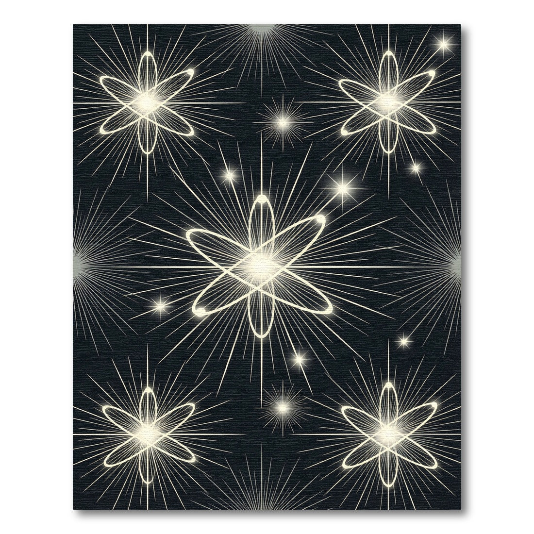Shimmering Atomic Starburst Black Radiance Rug