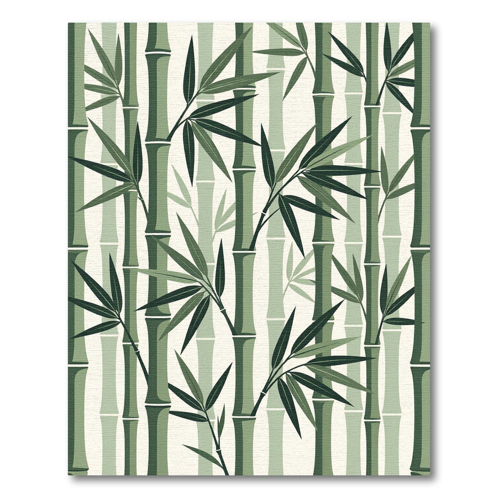 Serene Sage Bamboo Forest Illustration Rug