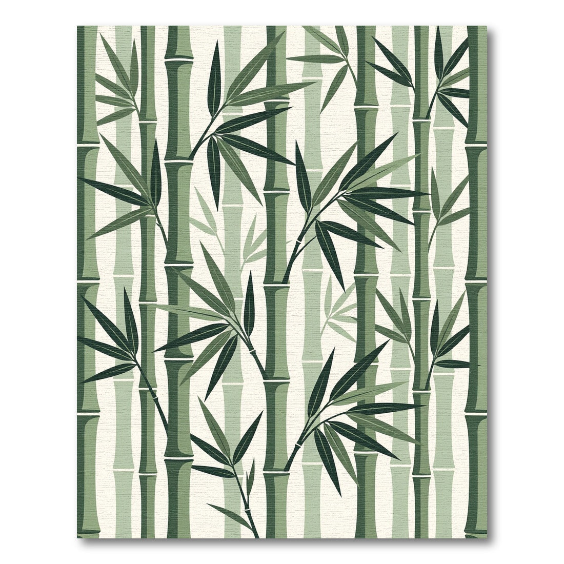 Serene Sage Bamboo Forest Illustration Rug