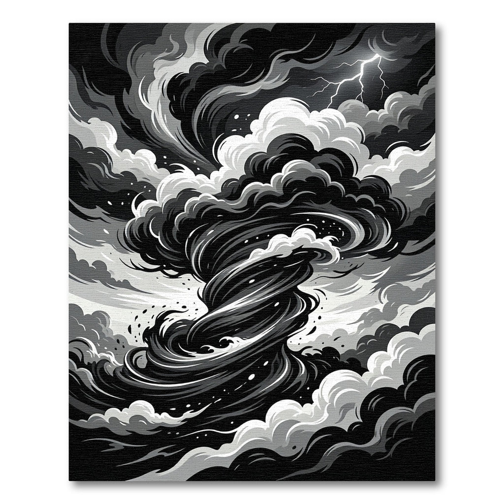 Monochromatic Swirling Tornado Lightning Rug