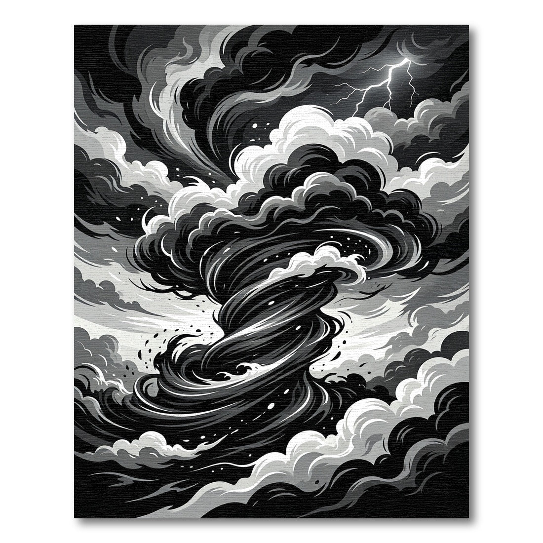 Monochromatic Swirling Tornado Lightning Rug