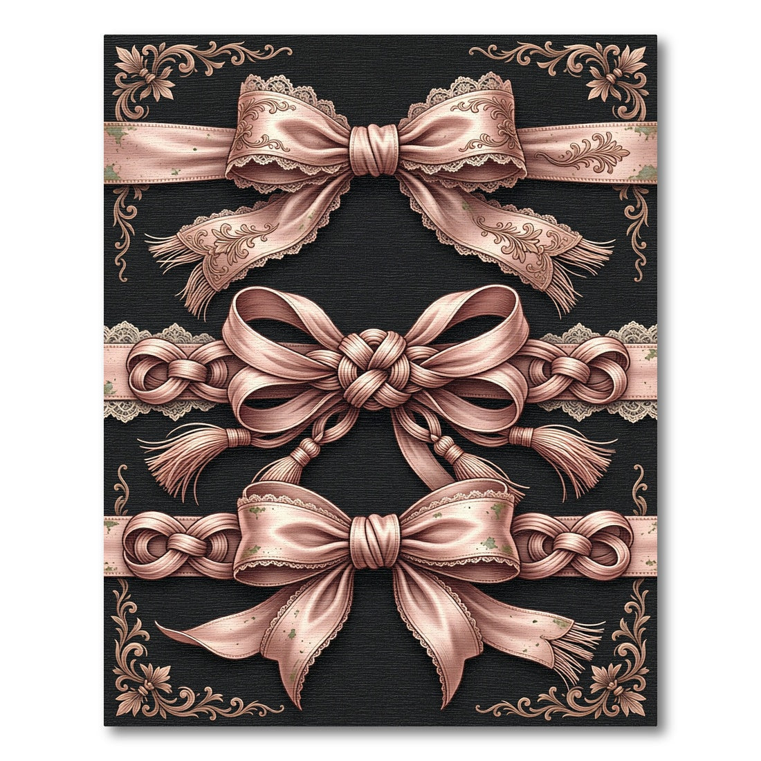 Elegant Blush Ribbon Roseate Damask Rug