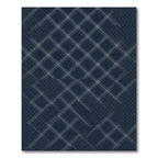 Navy Blue Geometric Grid Lines Rug