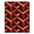 Crimson Interlocking Illusion Cubes Rug