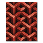 Crimson Interlocking Illusion Cubes Rug