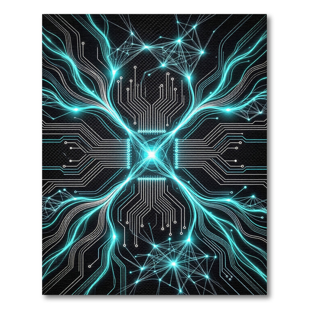 Cool Circuit Board Neon Flow Rug