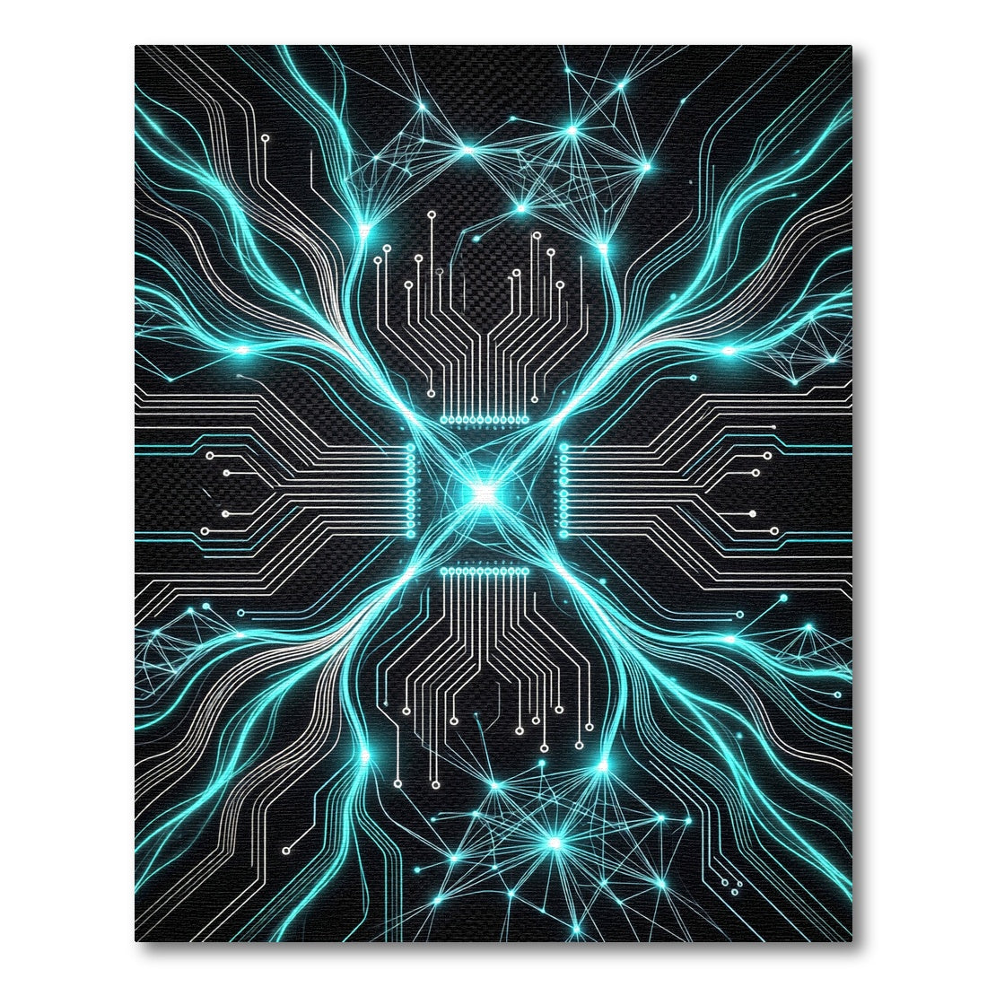 Cool Circuit Board Neon Flow Rug