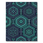 Teal Geometric Tribal Hexagons Rug