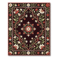 Crimson White Floral Vine Medallion Rug