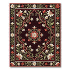 Crimson White Floral Vine Medallion Rug