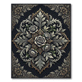 Elegant Monochrome Rose Floral Medallion Rug