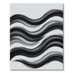Contemporary Monochrome Abstract Wavy Stripe Rug