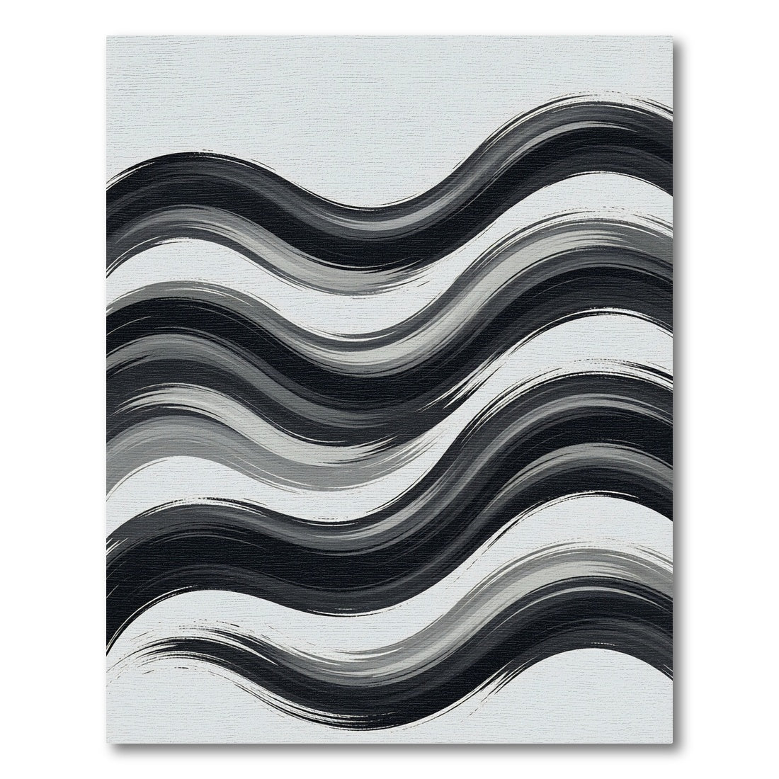 Contemporary Monochrome Abstract Wavy Stripe Rug