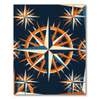Geometric Navy and Orange Star Compass Rug