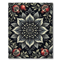 Monochrome Floral Pomegranate Medallion Rug