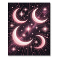 Celestial Pink Crescent Moon Stars Rug