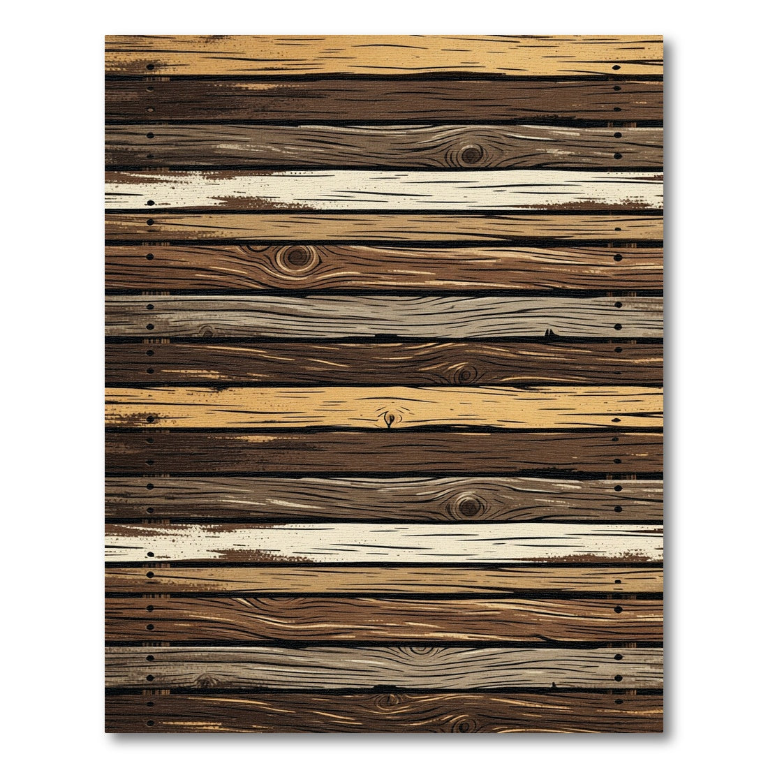 Rustic Wood Grain Horizontal Plank Rug