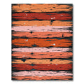 Rustic Distressed Orange Red Striped Plank Rug