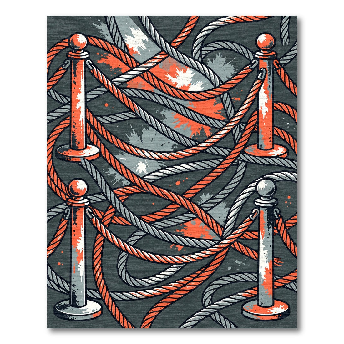 Orange Rope Stanchion Abstract Texture Rug