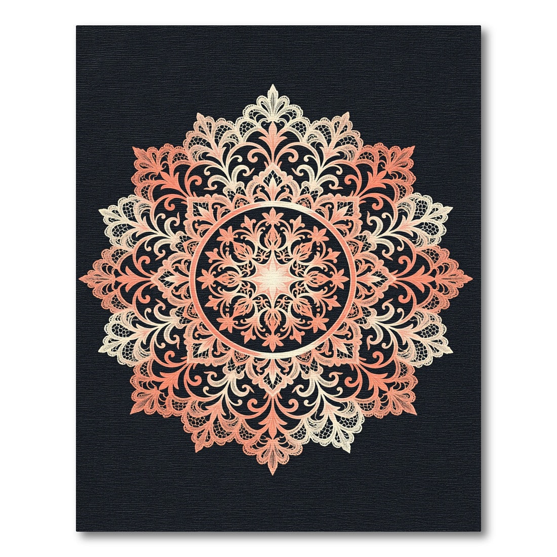 Lace Coral Ornate Floral Medallion Rug