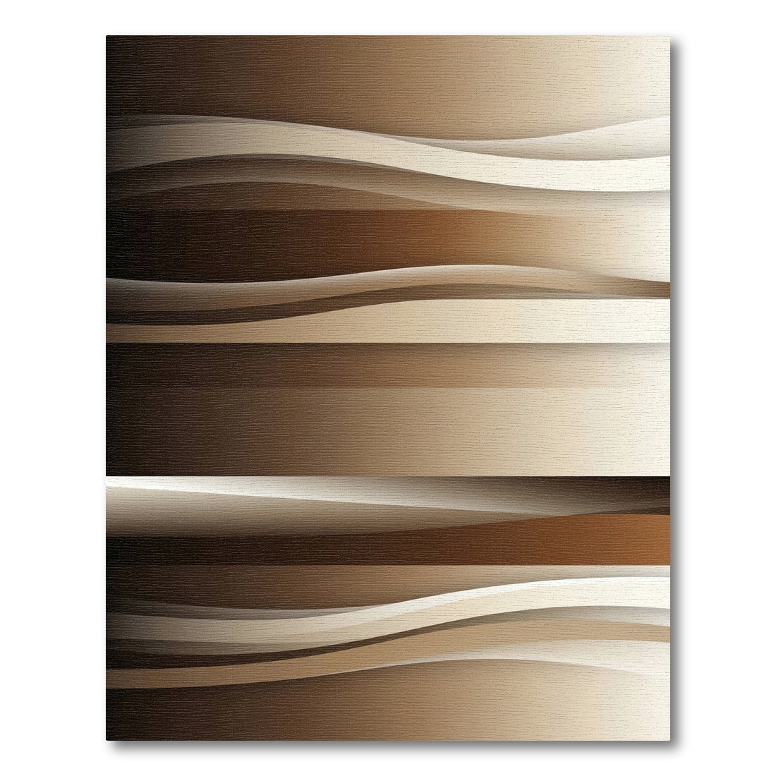 Earthy Brown Abstract Wavy Stripe Rug