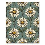 Vintage Muted Sage Daisy Floral Rug