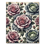 Blush Rose and Sage Botanical Garden Rug