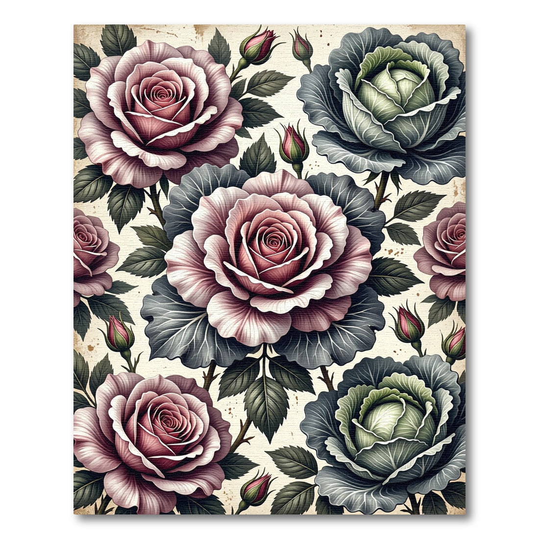 Blush Rose and Sage Botanical Garden Rug