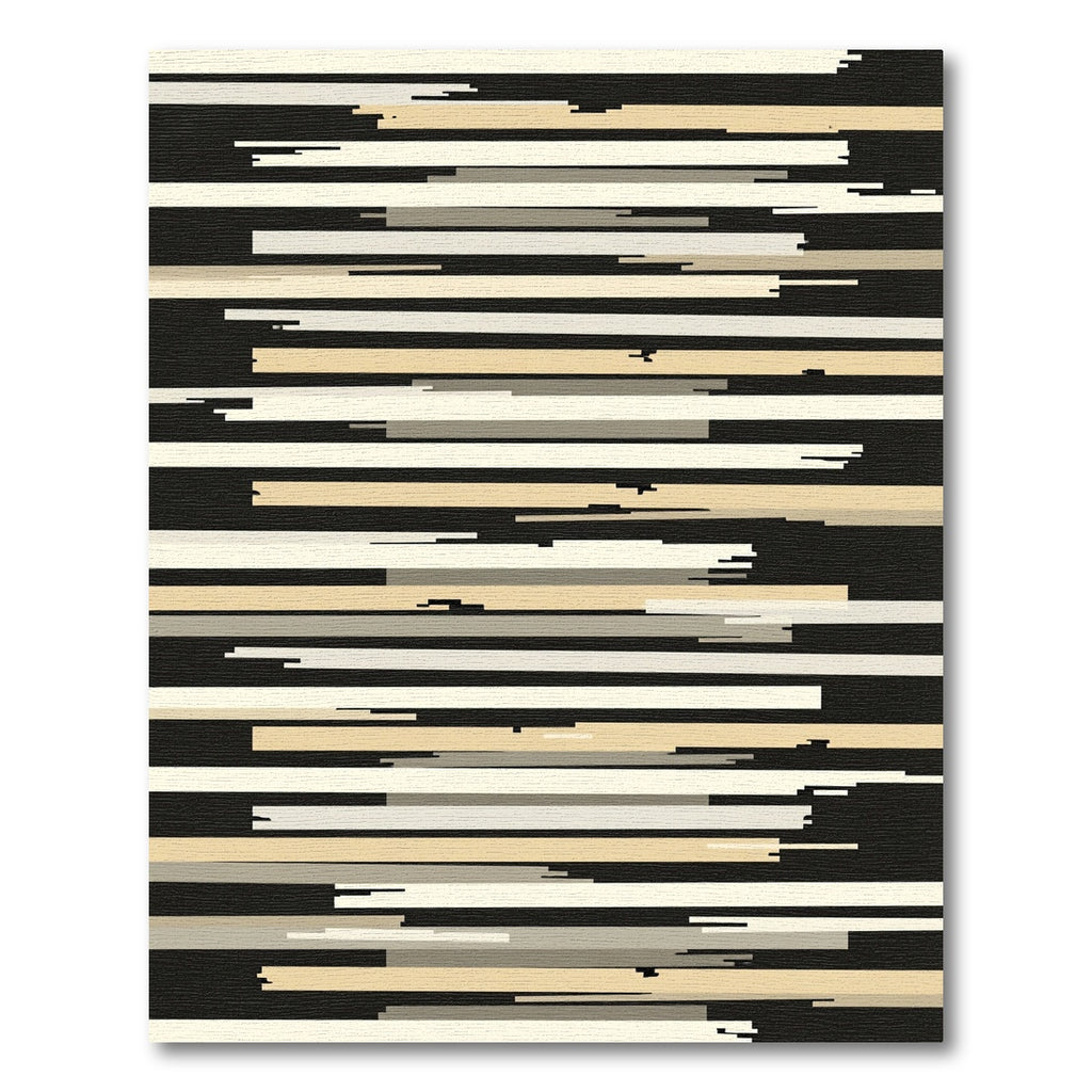 Abstract Ochre White Striped Composition Rug