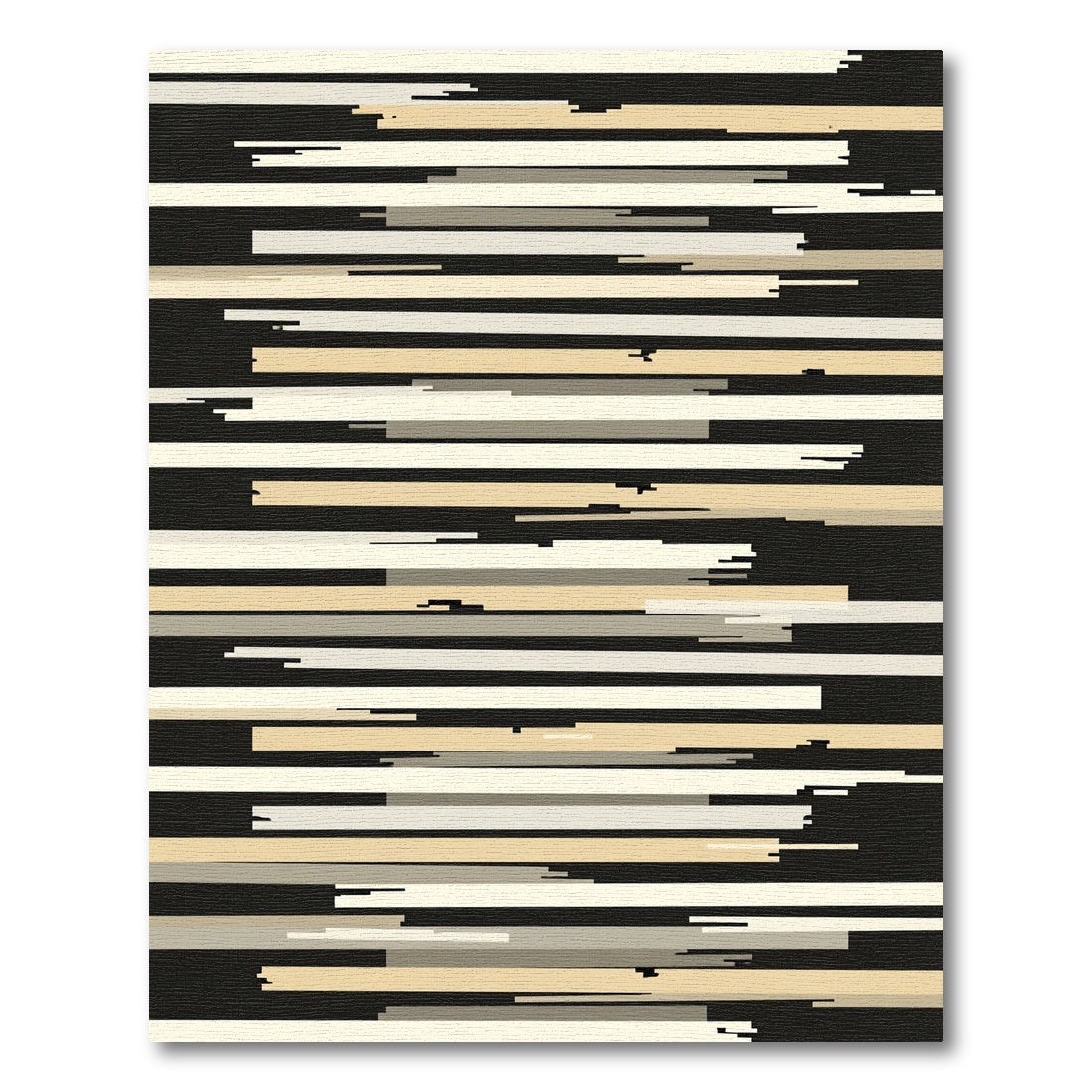 Abstract Ochre White Striped Composition Rug