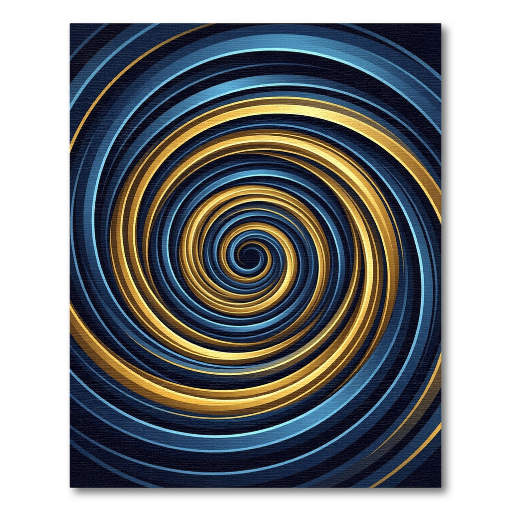 Golden Swirl Abstract Cobalt Vortex Rug