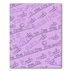 Playful Train Alphabet Purple Line Art Rug
