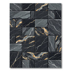 Black Gold Veined Stone Rectangles Rug