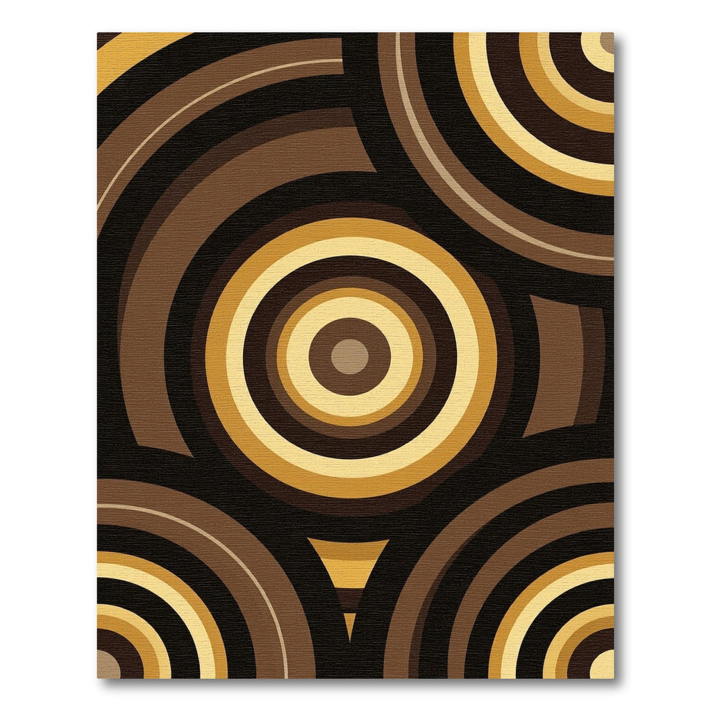 Brown and Gold Concentric Circles Rug
