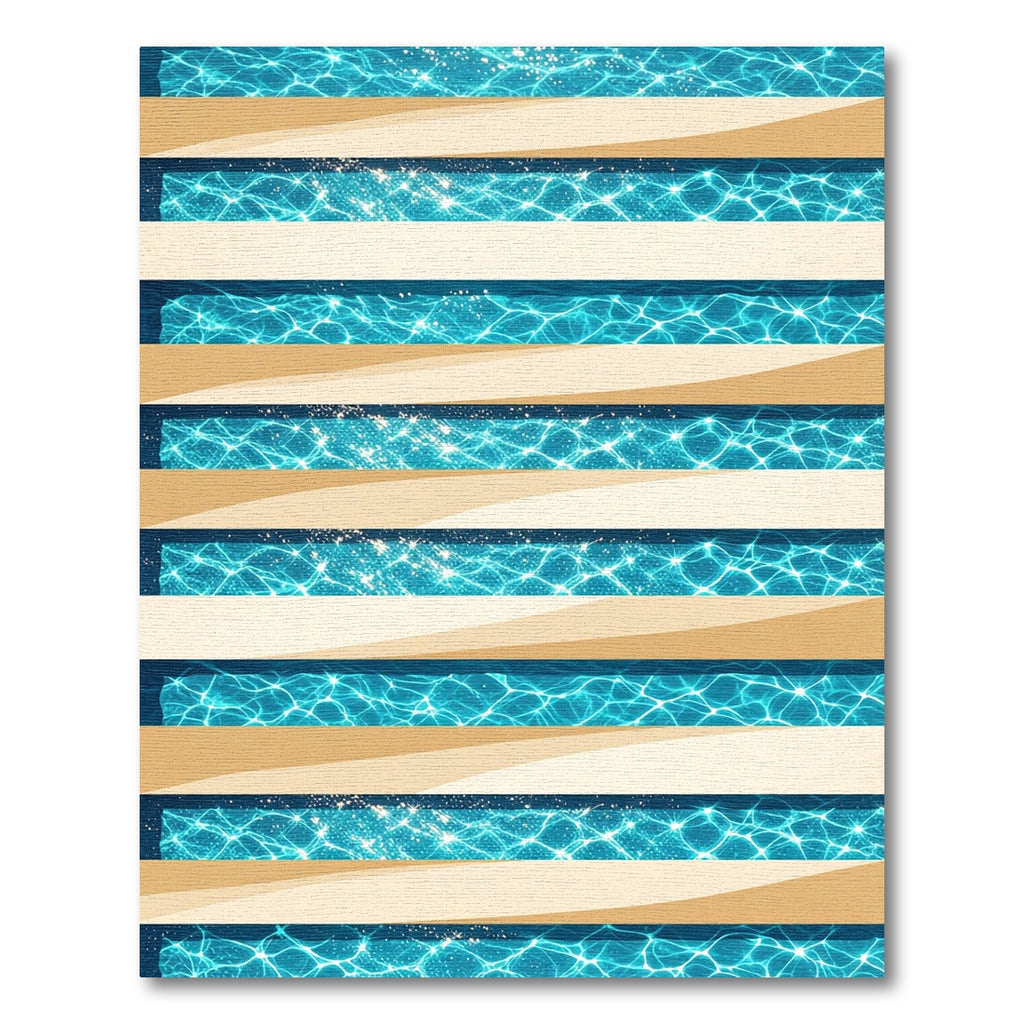Shimmering Azure Pool Water Striped Rug