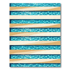 Shimmering Azure Pool Water Striped Rug