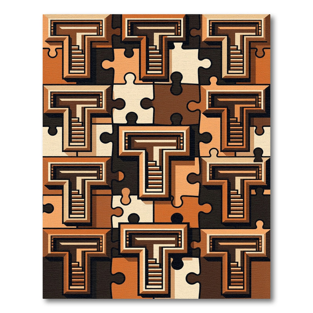 Tonal Puzzle Pieces Geometric Arrangement Rug