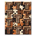 Tonal Puzzle Pieces Geometric Arrangement Rug